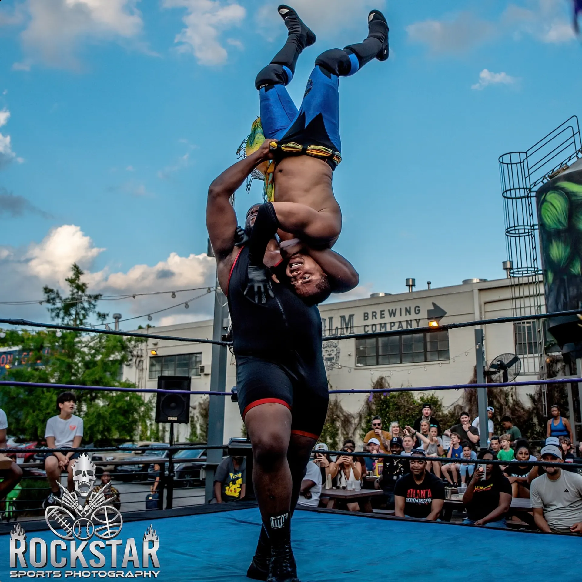 Wrestling match outdoors